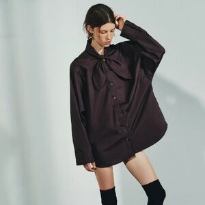 Zara Brown Poplin Oversized Shirt